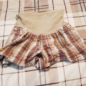 Plaid maternity shorts